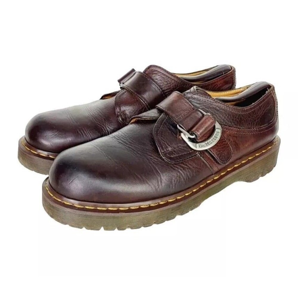 Vintage 90s Y2K Dr Martens Brown Leather Monk Strap Oxfords Men's Size 13